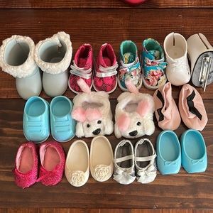 11 Pair of 18” American Doll Shoes, Boots, Skates, Sneakers, Slippers, etc.
